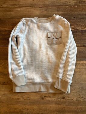 Old Navy Cream Waffle-Knit Crewneck Sweater, Toddler Size 4T, Minor Pilling